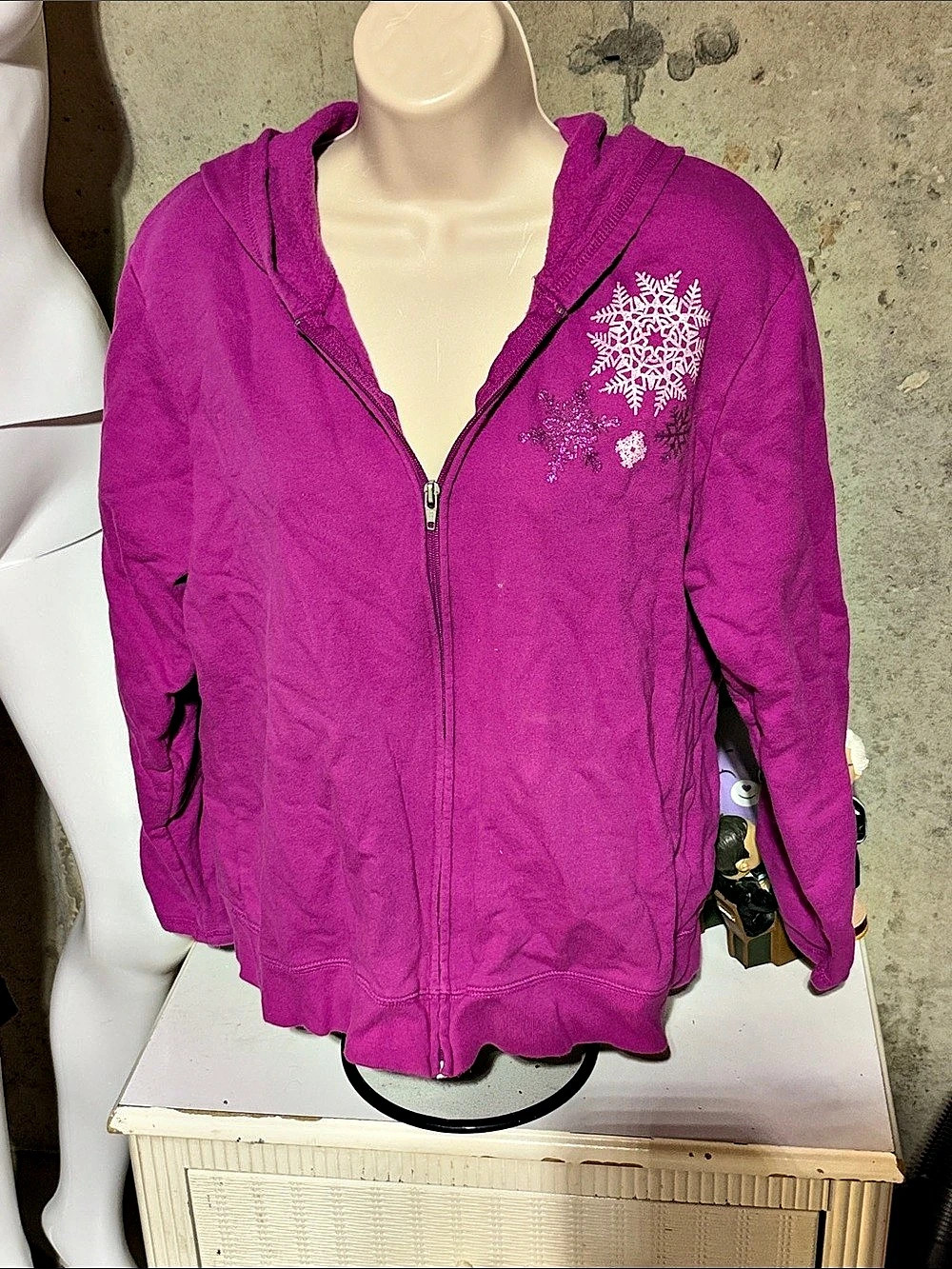 Hanes Hooded Snowflake Jacket Purple XL
